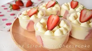 No-Bake Strawberry Cheesecake | No Oven, No Gelatin, No Egg | SweetsMin