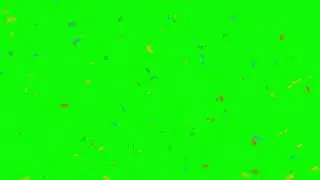 Colorful falling confetti down on green screen