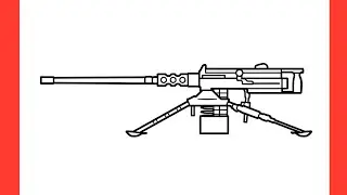 How to draw a M2 BROWNING machine gun / drawing m2hb step by step