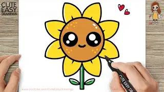 How to Draw a Cute Sunflower Easy for Kids and Toddlers Step by Step