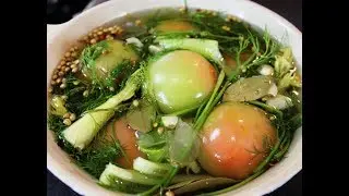 Georgian Pickled GREEN TOMATOES. The best recipe ! English subtitles.