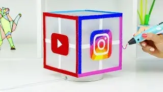 РИСУЮ INSTAGRAM, TIK TOK, VK и YOUTUBE СВЕТИЛЬНИК 3D РУЧКОЙ DIY Тик Ток, Инстаграм