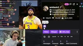 xQc findsout NBA Player, Anthony Davis being subbed to him for 3 Month