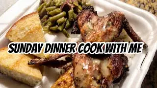 SUNDAY DINNER COOK WITH ME | ROASTED CHICKEN WINGS | RICE & GRAVY | GREEN BEANS | CORNBREAD