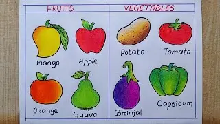 Different types of Fruits and Vegetables drawing easy| Easy Way to draw Fruits and Vegetables