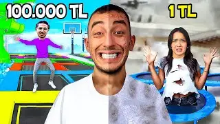 1 TL VS 100000 TL TRAMBOLİN PARK DENEDİK?!! | Feride Özdinç