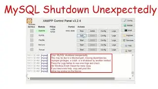 XAMPP Error: MySQL shutdown unexpectedly | MySQL Shutdown Unexpectedly