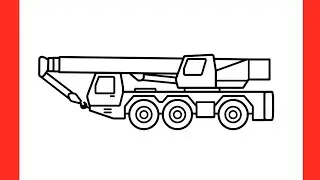 How to draw a TRUCK CRANE step by step / drawing truck easy