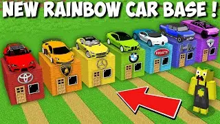 New RAINBOW SUPERCARS HOUSE in Minecraft ! VEHICLE BASE !