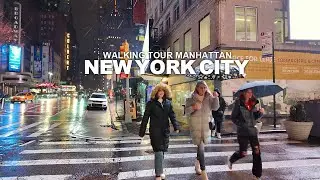 NEW YORK CITY - Manhattan Winter Season, 8th Avenue, 42nd Street, Times Square, Broadway, Travel, 4K