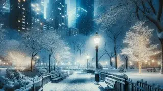 Snowfall in Darkstone City Center - Deep Sleep with Blizzard and Wind Sounds for Sleeping