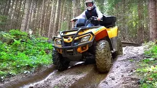 Квадрик-ВЕЗДЕХОД..ATV cross in the forest..Danya rides a children's ATV and is stuck in a puddle.