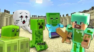 Майнкрафт видео сборник - Выживание Стива  Minecraft Lego! - Игры битвы с мобами Майнкрафт