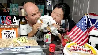 Долгожданный МУКБАНГ с АЛЕКСЕЕМ! Сыр КАМАМБЕР, Филадельфия с Хлебцами, Много КЕШЬЮ, Сухое ВИНО!