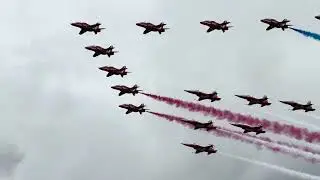 RIAT 2024 RAF Red Arrows Royal Air Force flying with Swiss Air Force Patrouille Suisse Display Team.