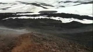 Eyjafjallajökull Volcano: Crossing the steaming dried lava field. Iceland 2012. video 1