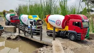 Pengecoran Jalan Desa Mobil Truk Molen Beton Mixer Oleng, Tronton Fuso, Isuzu Giga, Hino 500 RC