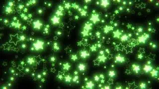 【4k】＊Night Sky Background Background with Fluffy Green Stars＊【With BGM】