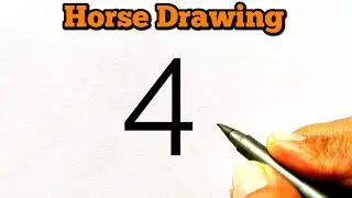 How to draw Horse From Number 4 | Easy Horse Drawing for beginners | 4 Number Drawing