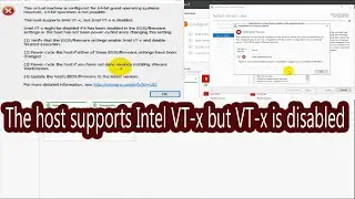 The host supports intel vt x but vt x is disabled