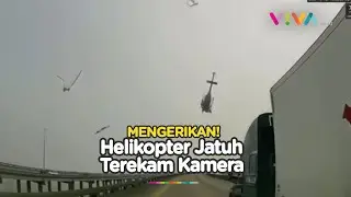 NGERI! Detik-detik Helikopter Jatuh ke Jalan Raya Terekam Kamera Dashboard Mobil