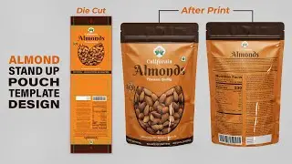 Almond Stand up Pouch Design in Illustrator Tutorial - Packaging Design