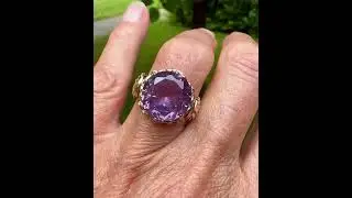 Retro 14K Gold Color Change Purple Sapphire Ring