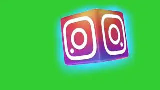 Animated neon Instagram logo green screen