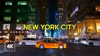 New York Night Walk - 5th Avenue, Walking Tour 4K