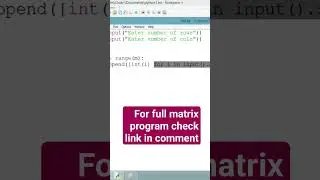 matrix programs in python telugu | matrix in python 