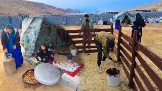 🏕️❄️Amir and Qadir Paint Their Wooden Animal Enclosure While Ajav and Mahin Bake Traditional Bread