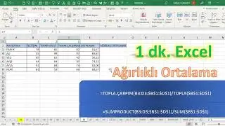 Excel 1 Dakika - Ağırlıklı Ortalama