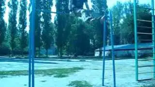Турник. Мах назад с поворотом на 180 - подъём двумя (БМВ)
