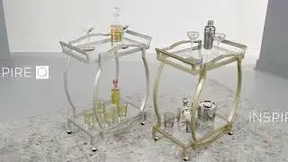 Metal Bar Cart with Clear Tempered Glass, by iNSPIRE Q