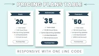 Responsive PRICING PLANS TABLE Webpage Design | WebKitCoding