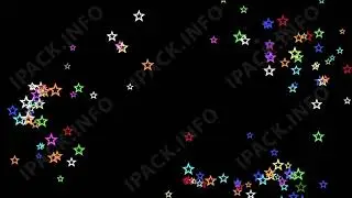 Exploding effects animated blinking stars of different colors on a black background