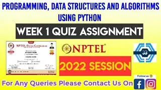 Programming Data Structures And Algorithms Using Python | Week 1 Answers 2022 | NPTEL | SWAYAM