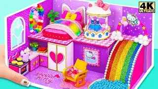 Build Purple Hello Kitty House with Cute Wardrobe, Rainbow Slide ❤️ DIY Miniature Cardboard House