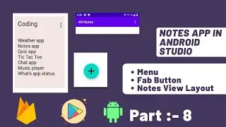 Notes app in android studio | Menu design | Note layout design | Part -8 | Tech Projects