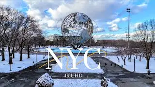 Soothing Relaxing NYC Cinematic Winter Nature Tour in Flushing Queens 4K UHD