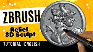 ZBRUSH Relief  3D Digital sculpting  Tutorial for 3d printing in English