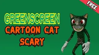 Cartoon cat jumpscare scream horor zombie Greenscreen