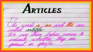 What is Articles? Definition of Articles in english grammar