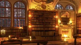 Its cold, so study in the warm classics library | fireplace sound