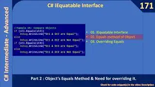 C# IEquatable | Part 2 - Equals Function of an Object | C# Advanced #171