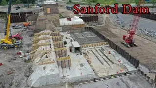 Sanford Dam HUGE Progress! - Powerhouse Poured FULL of Concrete! - Park Update - Drone -Dam Collapse