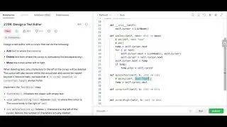 Design a Text Editor - Leetcode 2296 - Doubly Linked List - Python