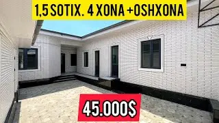 Yangi Uy Sotiladi! 1,5sotix, 4xona +oshxona 45.000$ 🤩🤩🤩