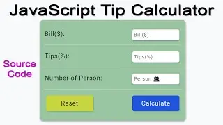 JavaScript Simple Projects for Beginners - Tip Calculator App With Source Code