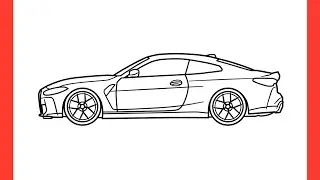 How to draw a BMW M4 G82 2021 step by step / drawing bmw 4 series competition 2020 car